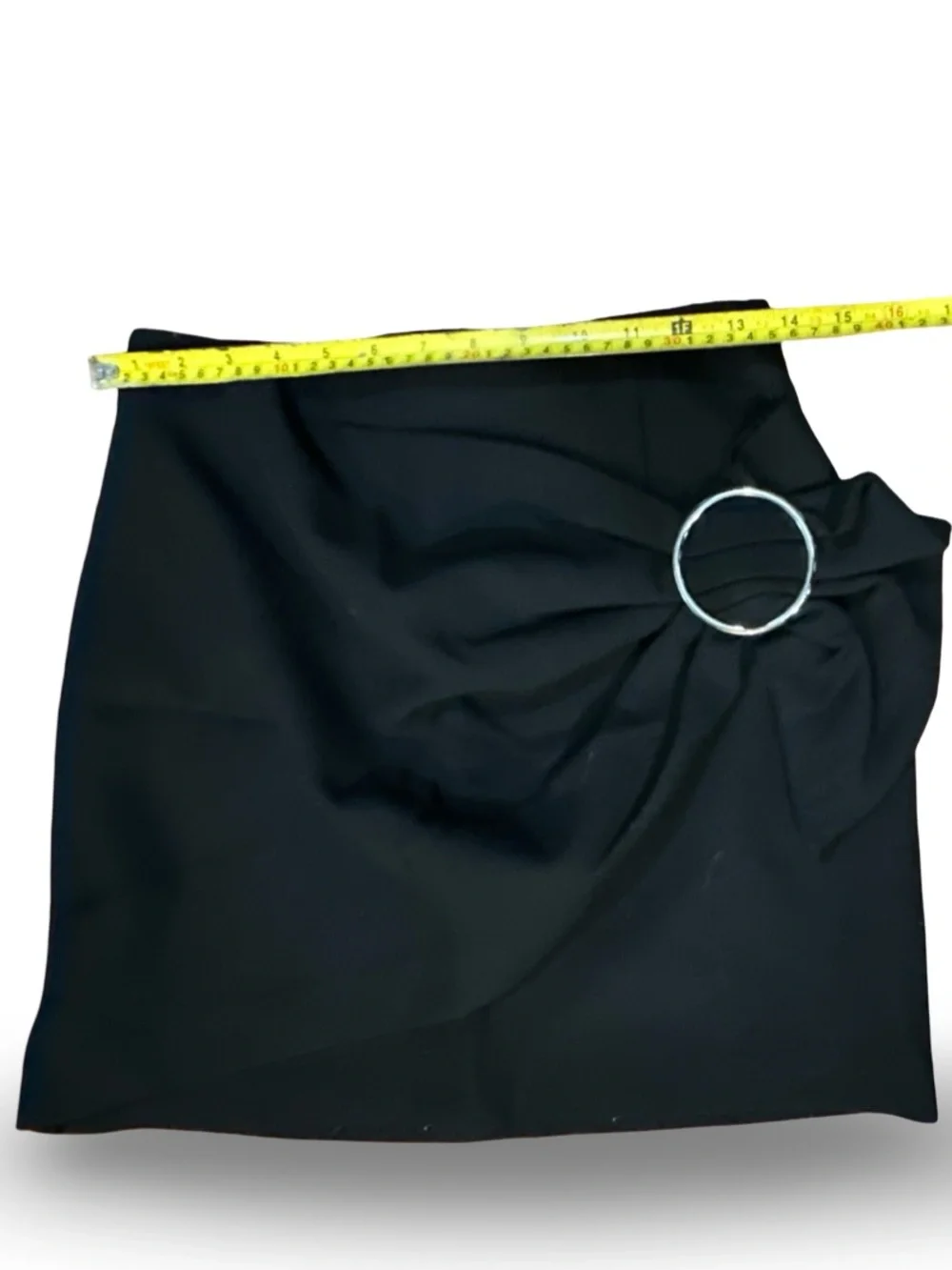Zara‎ Woman Black Wrap Mini Skirt W/Ring Detail, S
